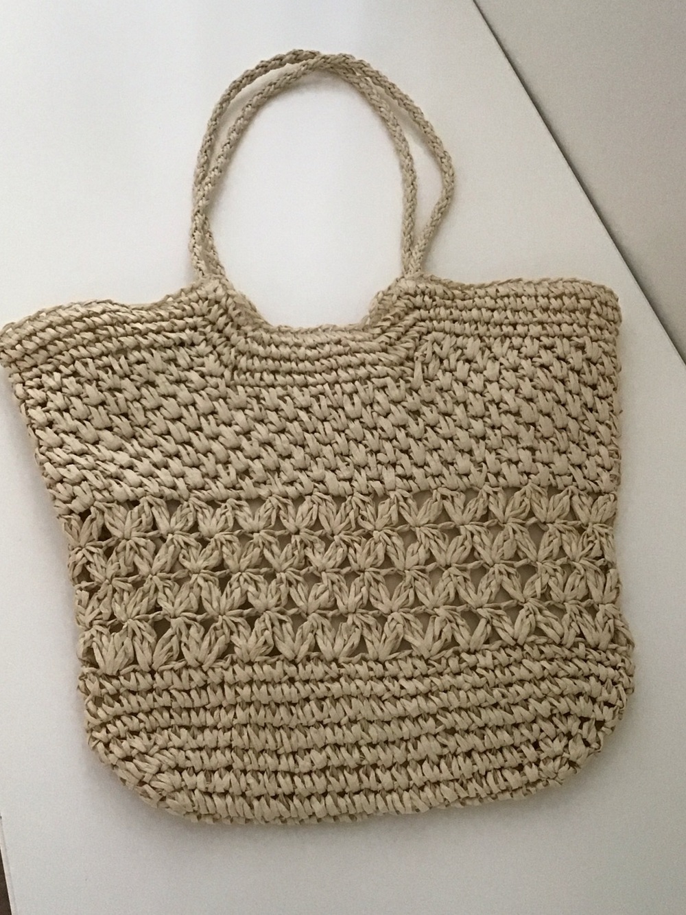 KP Indie Woven lined straw tote.